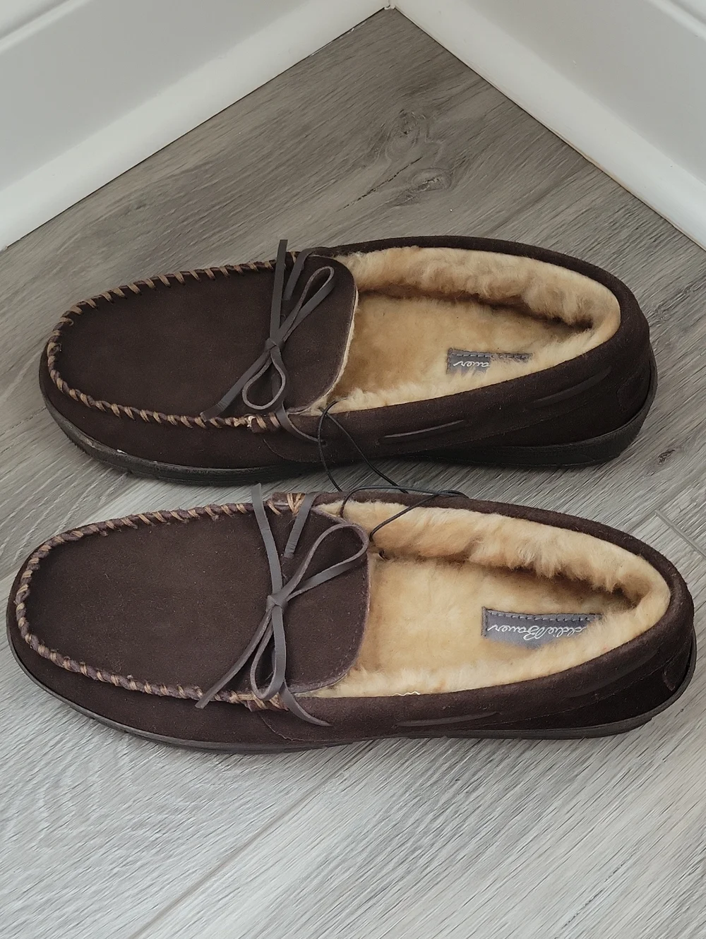 Eddie Bauer Men's Dark Brown Cordova Mocassin Slipper Large 9.5/10.5 NWOT